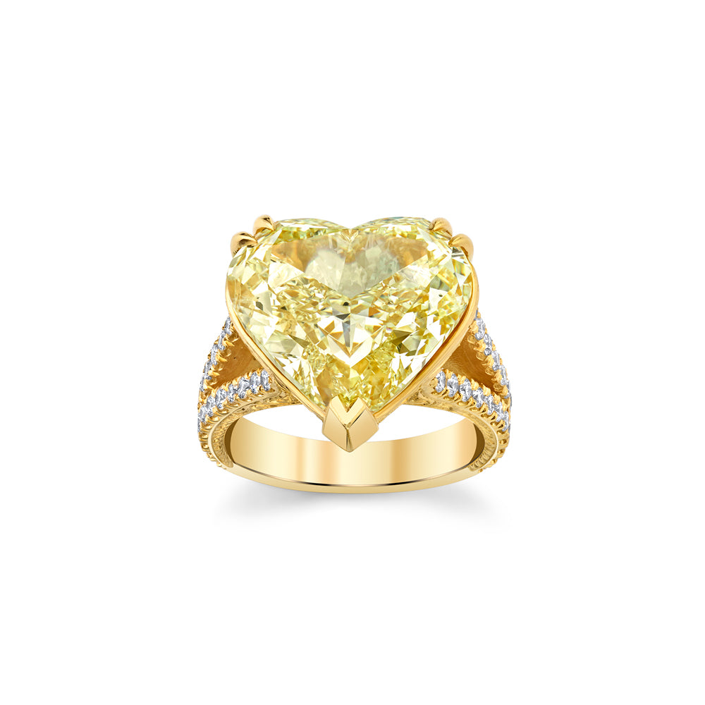 Large Heart-Shaped Yellow Diamond Ring