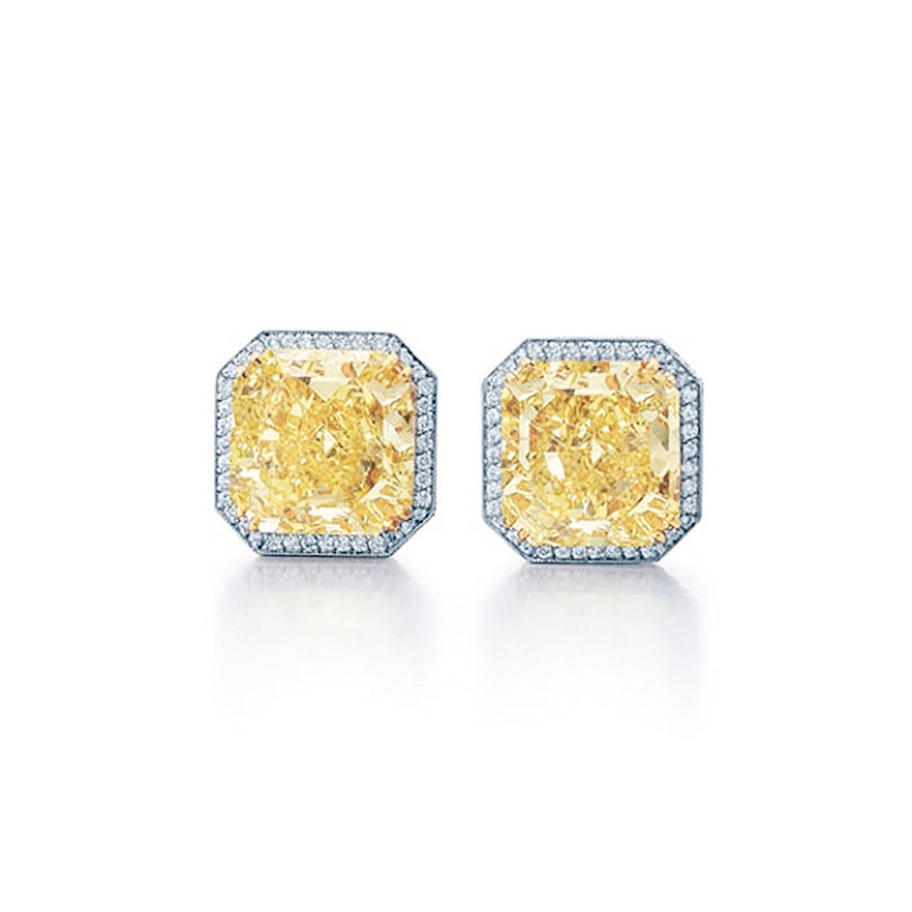 Radiant Natural Yellow Diamond Earrings