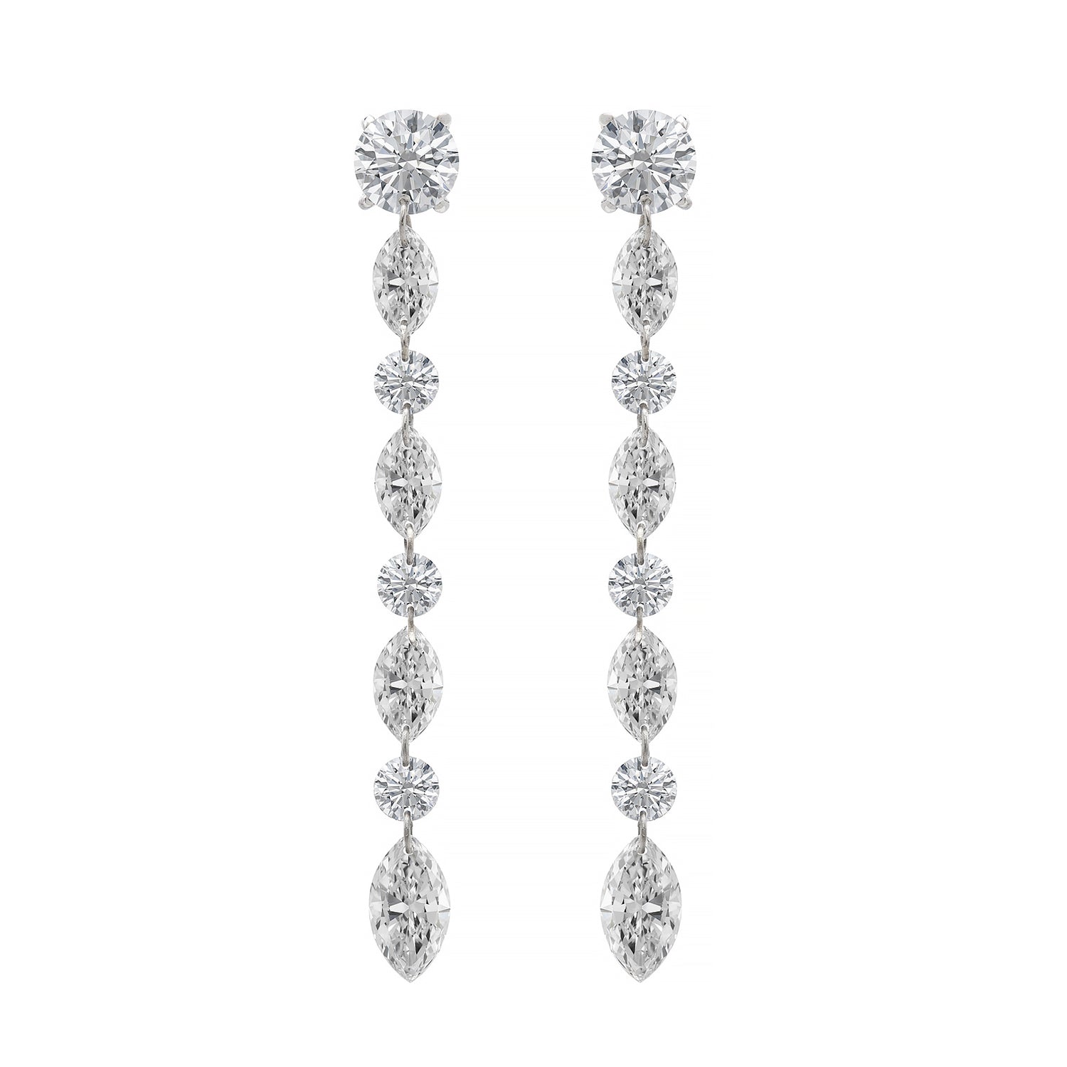 Round & Marquis Diamond Earrings